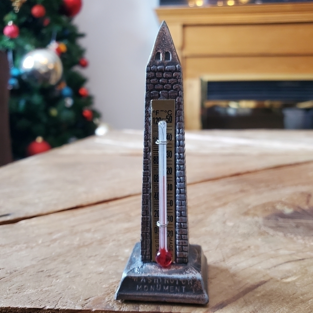 Washington DC Monument Souvenir Mercury Metal Thermometer under 4 in tall